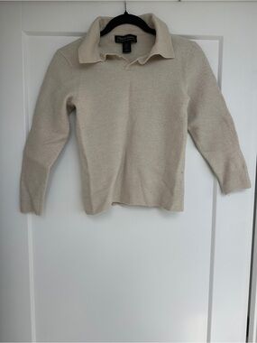 Cream Collared Knit Pullover